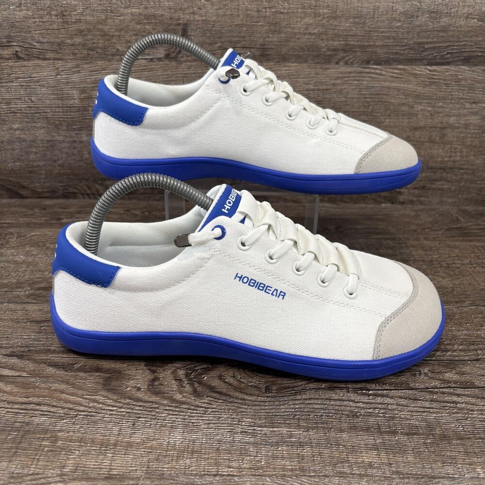 HOBIBEAR Shoes Men's 7 Women's 9.5 White Blue Canvas Sneakers Minimalist